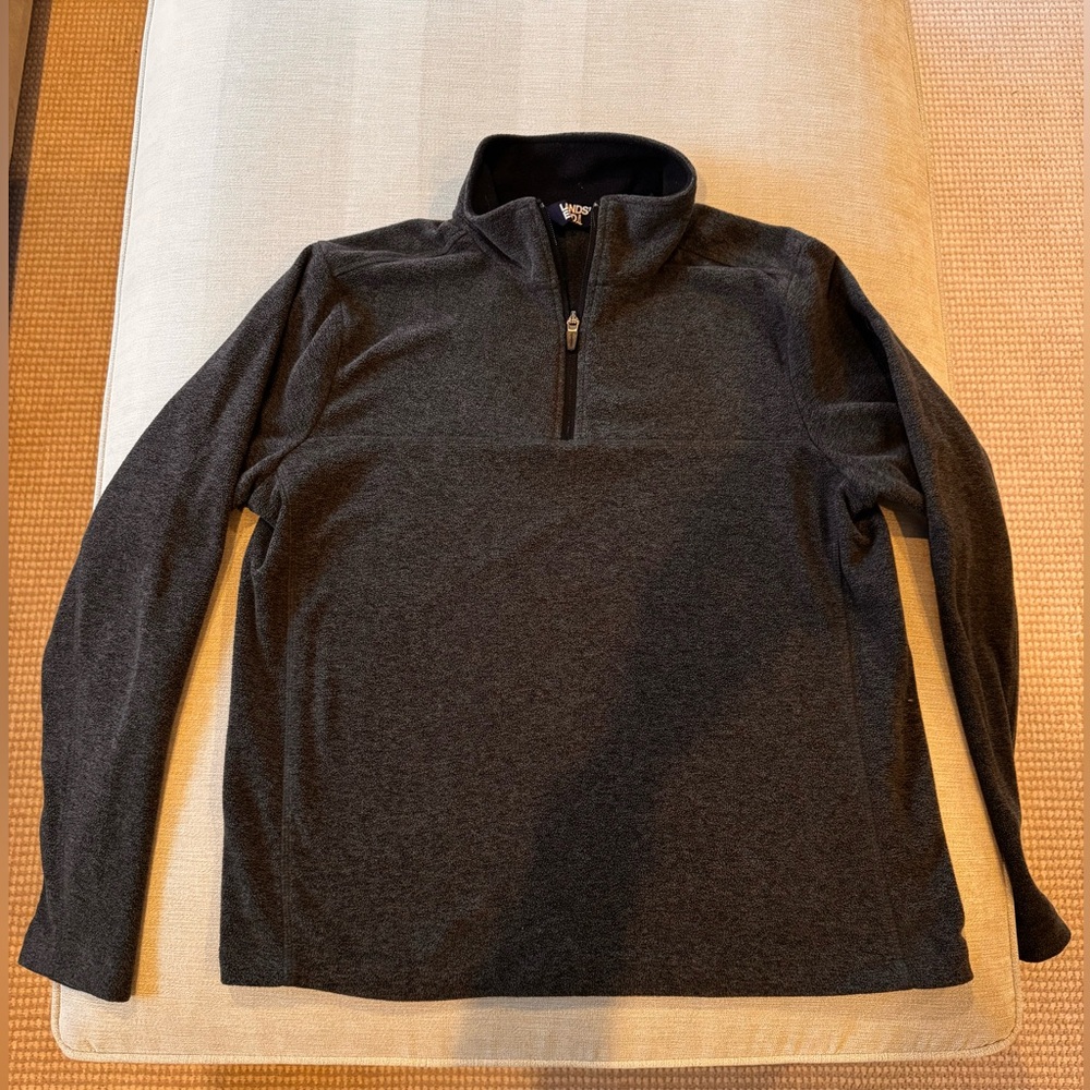 Lands' End Men's Dark Gray 1/4 Zip Fleece